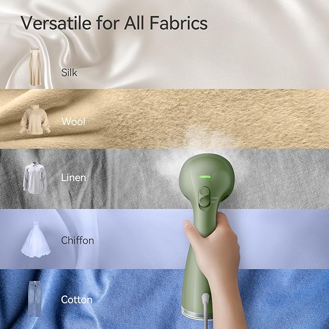 HiLIFE Steamer for Clothes, 1100W Clothes Steamer with Large 300ml Tank, Handheld Clothing Steamer, Fabric Wrinkle Remover, Portable & Compact Travel Size Garment Steamer ONLY FOR 120V (Green)