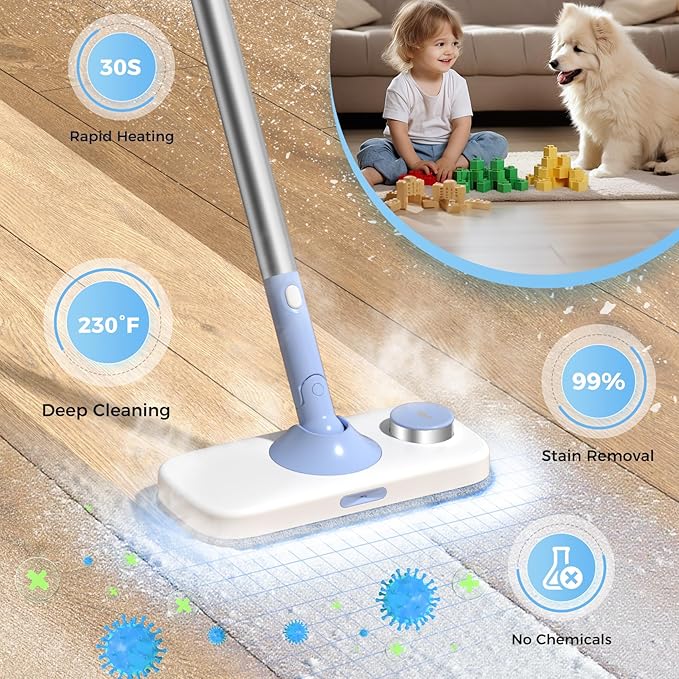 10 in 1 Floor Steamer with Detachable Handheld Steam Cleaner Perfect for Hardwood Floors, Clothes, Windows, Tiles, Furniture, Carpet, Whole Home Use,Steam Mop for Floor Cleaning