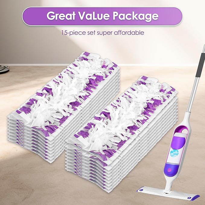 (15 Pack) PowerMop Replacement Power Mop Pads for Swiffer PowerMop, Disposable PowerMop Mopping Pad Refills Compatible with Swiffer PowerMop, Multi-Surface Mop Pad Refills for Floor Cleaning