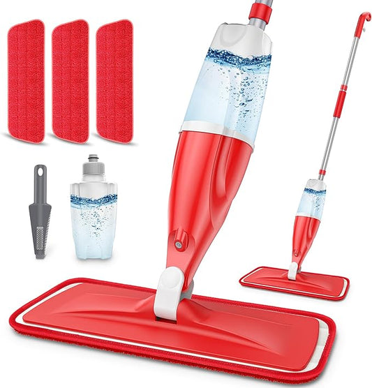 Spray Mops for Floor Cleaning: EXEGO Wet Mop with 3 Washable Microfiber Pads for Swiffer Powermop - Floor Flat Mop Dust Dry Nops for Hardwood Tile Wood Laminate Vinyl Marble - Home Commercial Mop