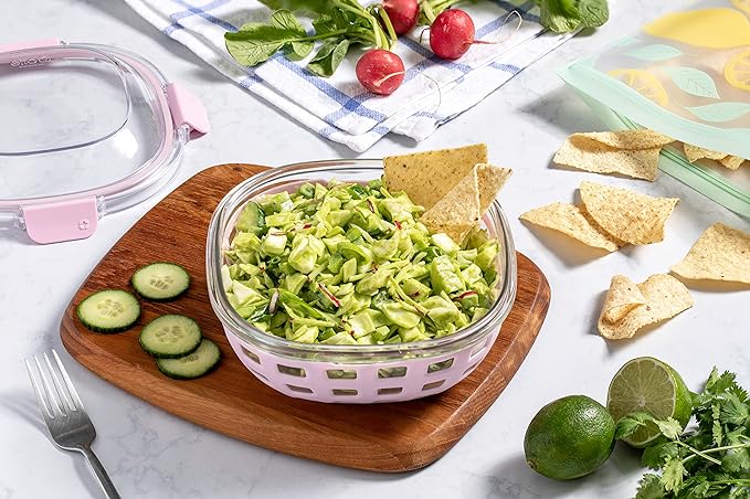 Ello Duraglass Meal Prep Container- Glass Food Storage Container with Silicone Sleeve and Airtight BPA-Free Plastic Lid, Dishwasher, Microwave, and Freezer Safe