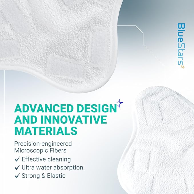 BlueStars 8-Pack Microfiber Steam Mop Pads Replacement – Compatible with H2O H20 Steam Mop X5 Steam Cleaners – Washable & Reusable, Exact Fit for H2O X5 Steam Cleaners