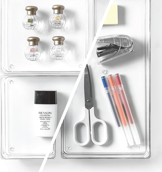 BINO | 3-Piece Drawer Organizer Bin Set | THE MODULAR | Multi-Purpose Storage | Durable | BPA-Free | Desk Drawer Organizer | Vanity Organizers | Bathroom & Makeup Organizers