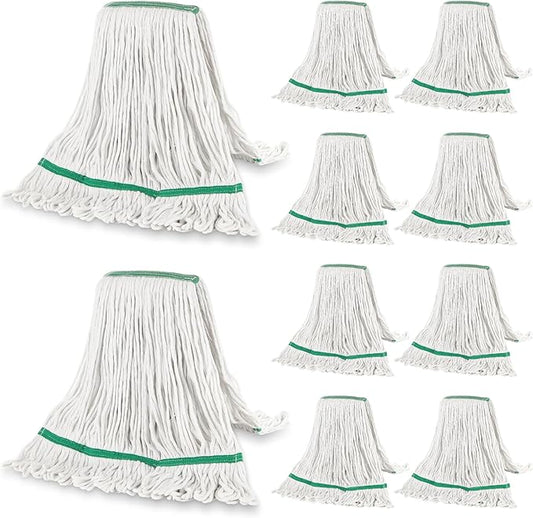 10Pcs Commercial String Mop Head, Loop-End Mop Head Replacement, Heavy Duty Mop Head Refills, Cotton Looped End Wet Cleaning Mop Refill for Floor Cleaning, Home, Industrial and Commercial Use