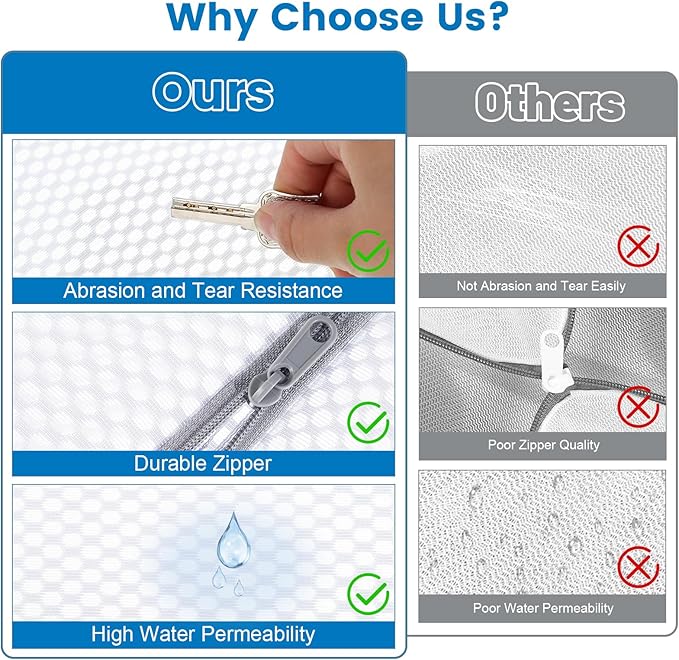 2 XXX-Large Durable Honeycomb Mesh Laundry Bags for Delicates with Zipper, 35 x 43 Inches Reusable Laundry Bag Mesh Wash Bags for Washing Machine for Cotton Clothes, Coat, Sweater, Sheet, Shoes