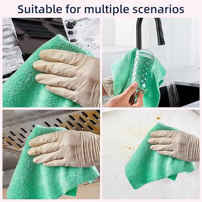 & PLUSH Microfiber Cleaning Cloth Roll - 85 Pack, Tear Away Microfiber Towels, 12" x 12", Reusable, Washable, Streak Free, Ultra Absorbent Dish Rags for Car, Home, Garage or Shop (Green)