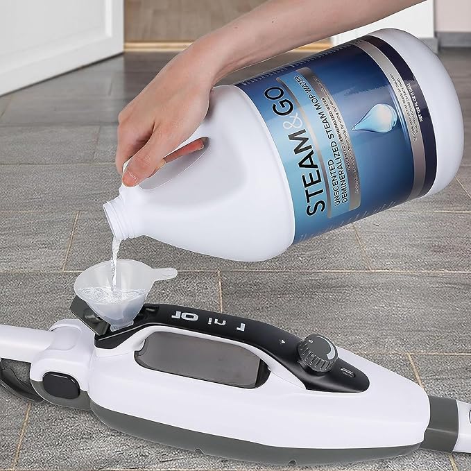 Steam & Go Demineralized Water Cleaning Solution for Floor & Multi-Surface Steam Cleaners - Compatible for All Steam Mops - Unscented, 128 oz