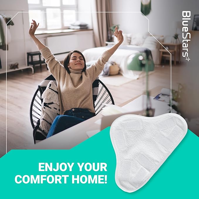 BlueStars 8-Pack Microfiber Steam Mop Pads Replacement – Compatible with H2O H20 Steam Mop X5 Steam Cleaners – Washable & Reusable, Exact Fit for H2O X5 Steam Cleaners