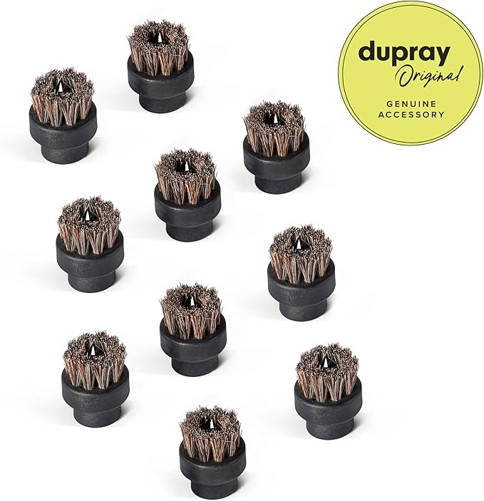 Dupray Small Horsehair Brushes - Gentle and Effective Cleaning Accessories for Dupray Steam Cleaners, Pack of 10