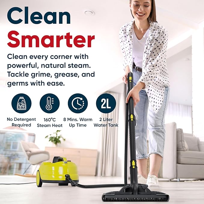 Heavy-Duty Steam Cleaner for Home & Car – Powerful High-Pressure Portable Handheld Steam Cleaner with 27 Accessories for Floors, Tile, Carpet, Grout & Upholstery