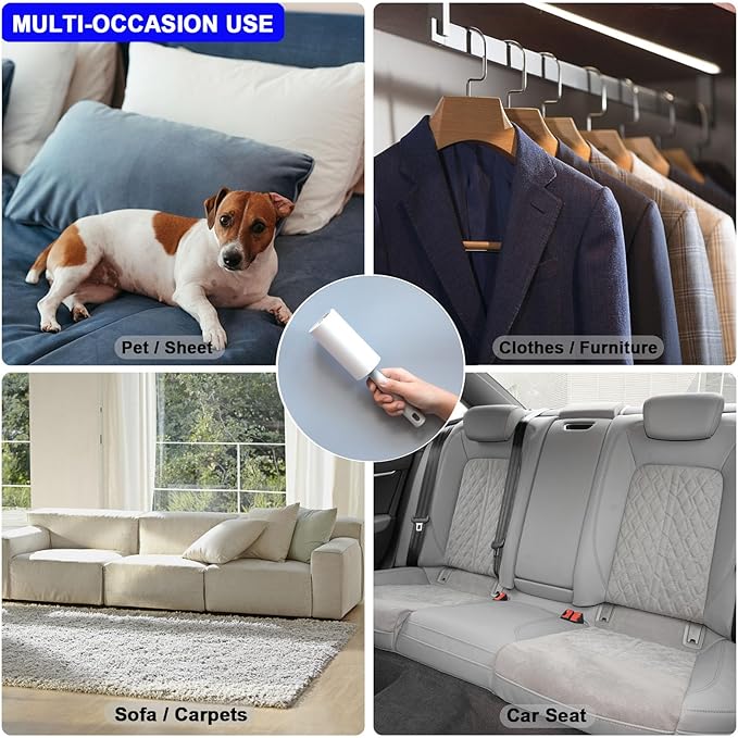 Lint Rollers for Pet Hair Extra Sticky, 880 Sheets Mega Value Set for Clothes, Mini Travel with 4 Handles 8 Refills, Lint Remover for Dog, Cat, Furniture, Carpet