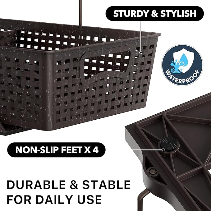 Simple Houseware 2 Tier Bathroom Organizer Tray Pull-Out Sliding Drawer, Under Sink Storage, Brown