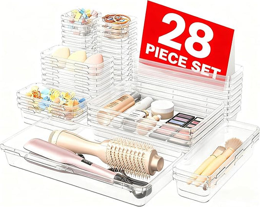 A-LuGei 【Military Grade】 Drawer Organizer, 【𝟱𝗦𝗶𝘇𝗲】 Makeup organizer, 【Holds 177 Items】 Bathroom Organizers and Storage, Organization and Storage, Desk Drawer Organizer for Bathroom Vanity