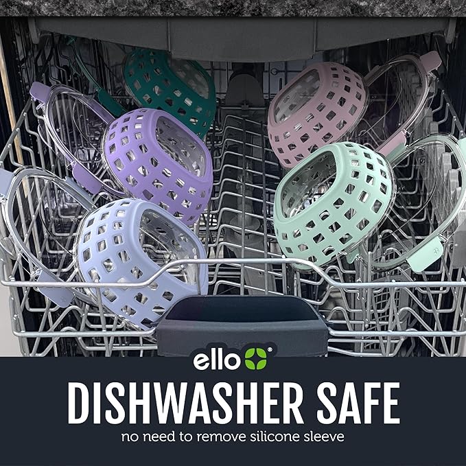 Ello Duraglass Meal Prep Container- Glass Food Storage Container with Silicone Sleeve and Airtight BPA-Free Plastic Lid, Dishwasher, Microwave, and Freezer Safe