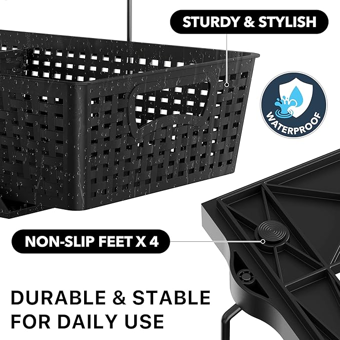 Simple Houseware 2 Tier Bathroom Organizer Tray Pull-Out Sliding Drawer, Under Sink Storage, Black