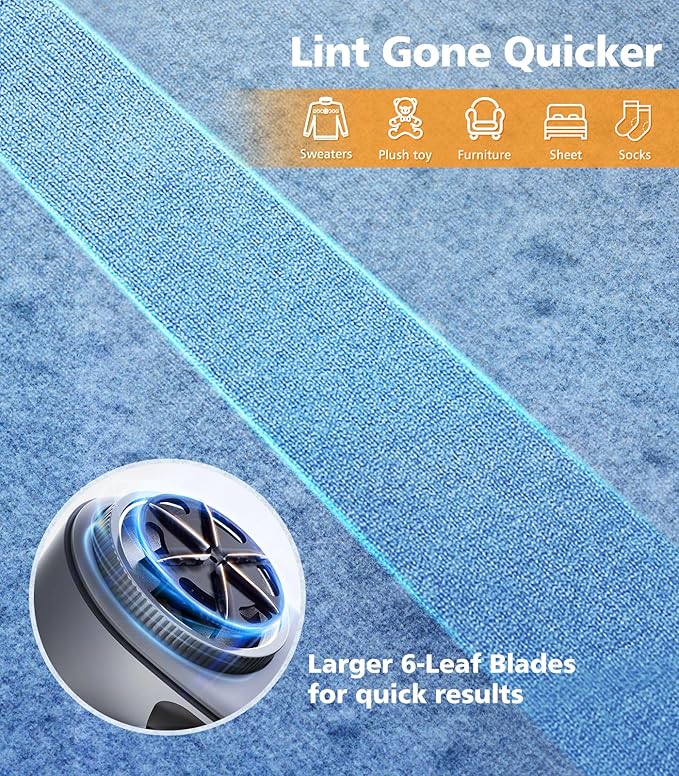 POPCHOSE Fabric Shaver for Clothing, Electric Lint Remover Sweater Shaver to Remove Pilling, Depiller for Clothes, Furniture, Couch, Fuzz with 6-Leaf Blades Extra, Electrostatic Brush