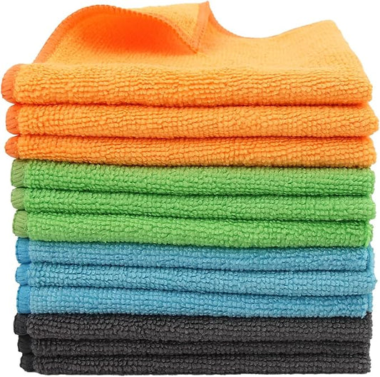 12 Pack Microfiber Cleaning Cloth 11.8x11.8inch - Streak-Free, Reusable Wipes for Glass, Kitchen, Car, Dusting - Absorbent & Lint-Free (Mixed Color 2, 11.8 x 11.8 inch)