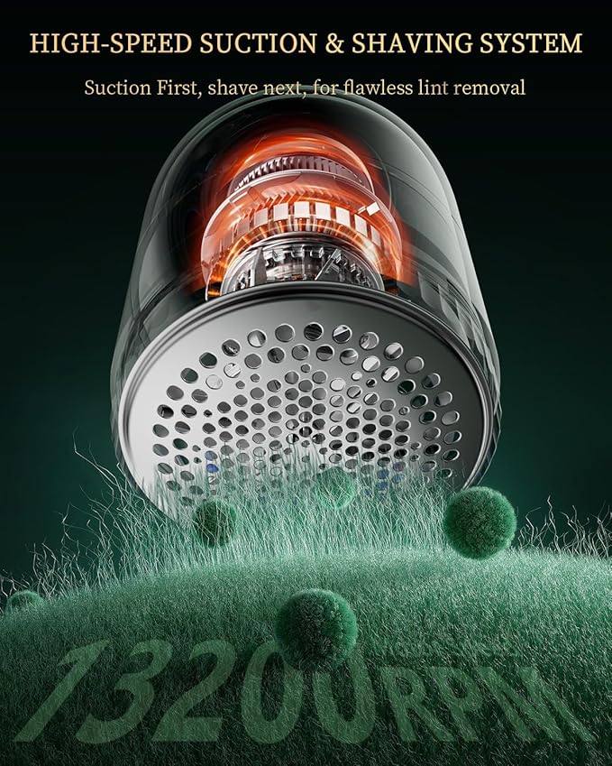 Fabric Shaver with Lint Brush, Large Lint Shaver with Digital Display, 3-Speeds Lint Remover with 6-Leaf Blades, Electric Sweater Shaver to Remove Pilling for Clothes, Furniture