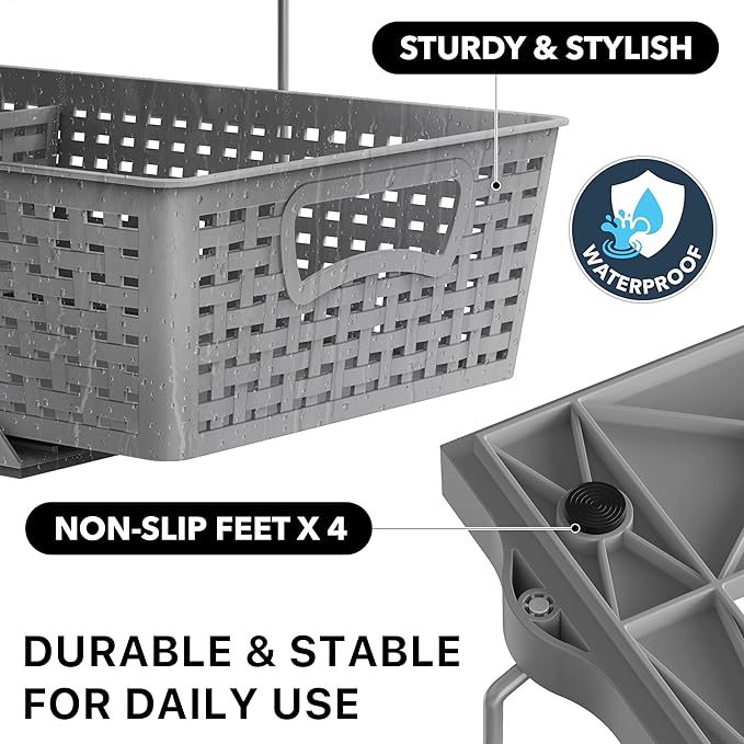 Simple Houseware 2 Tier Bathroom Organizer Tray Pull-Out Sliding Drawer, Under Sink Storage, Gray