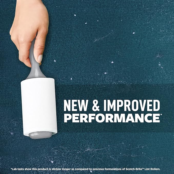 Scotch-Brite Everyday Clean Lint Roller, Lint Remover for Pet Hair, Dark Clothes, Furniture, and Dusty Surfaces, Picks Up Fur & Fluff in Your Home, Car, & Office, 1 Pack, 100 Adhesive Sheets Total