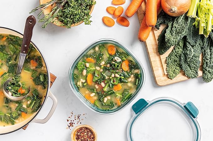 Ello Duraglass Meal Prep Container- Glass Food Storage Container with Silicone Sleeve and Airtight BPA-Free Plastic Lid, Dishwasher, Microwave, and Freezer Safe