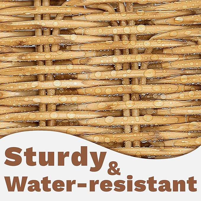 myHomeBody Wicker Basket With 3 Compartments, For Toilet Tank Paper Rolls, Hand Woven Bathroom Countertop Organizer, Bedroom Organization, 1pc, Tan