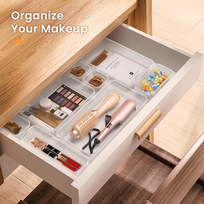 A-LuGei 【Military Grade】 Drawer Organizer, 【𝟱𝗦𝗶𝘇𝗲】 Makeup organizer, 【Holds 177 Items】 Bathroom Organizers and Storage, Organization and Storage, Desk Drawer Organizer for Bathroom Vanity