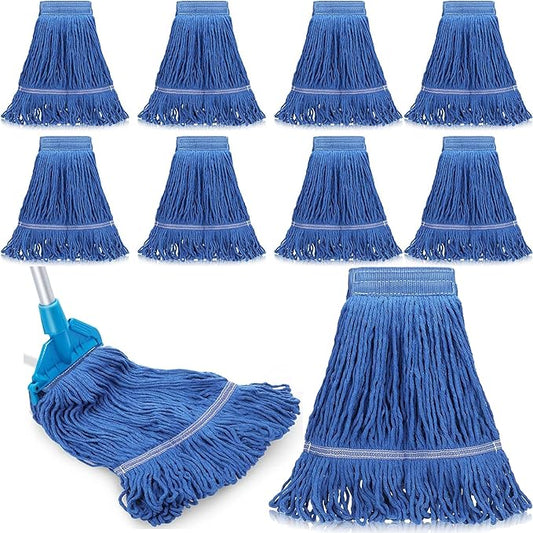 10 PCS 27.6 Inch Commercial Mop Head Refills – Heavy Duty Cotton Replacements for Industrial and Residential Floor Cleaning (Blue)